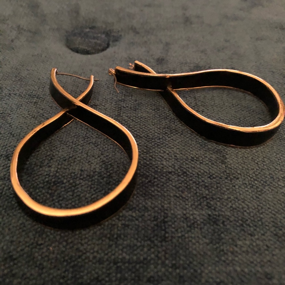 Gold and Black Hoop Earrings